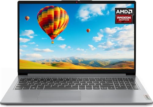 Lenovo 2024 IdeaPad 1 15.6" Students Laptop, AMD Athlon Silver 7120U Processor, 4GB LPDDR5 RAM, 256GB SSD, AMD Radeon Graphics, Wi-Fi 6, Anti-Glare, Windows 11 Pro, SD Card Reader, Cloud Grey