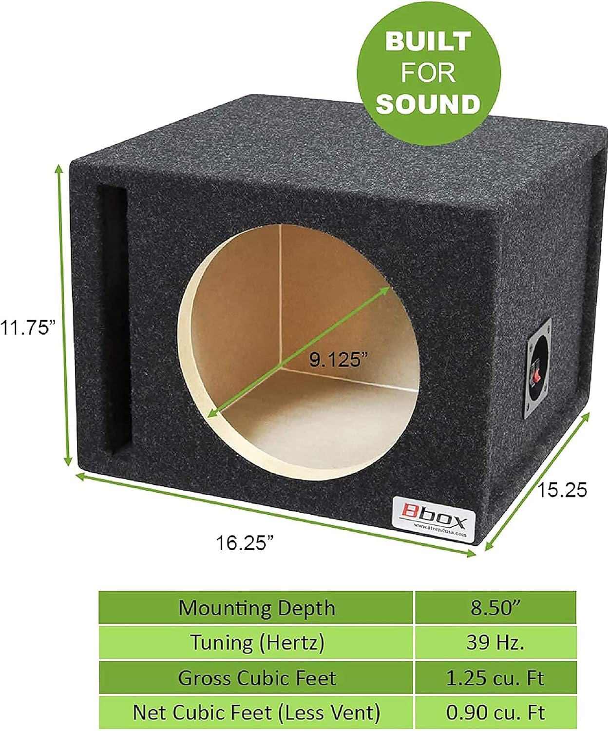 BBox E10SV Single 10" Vented Carpeted Subwoofer Enclosure