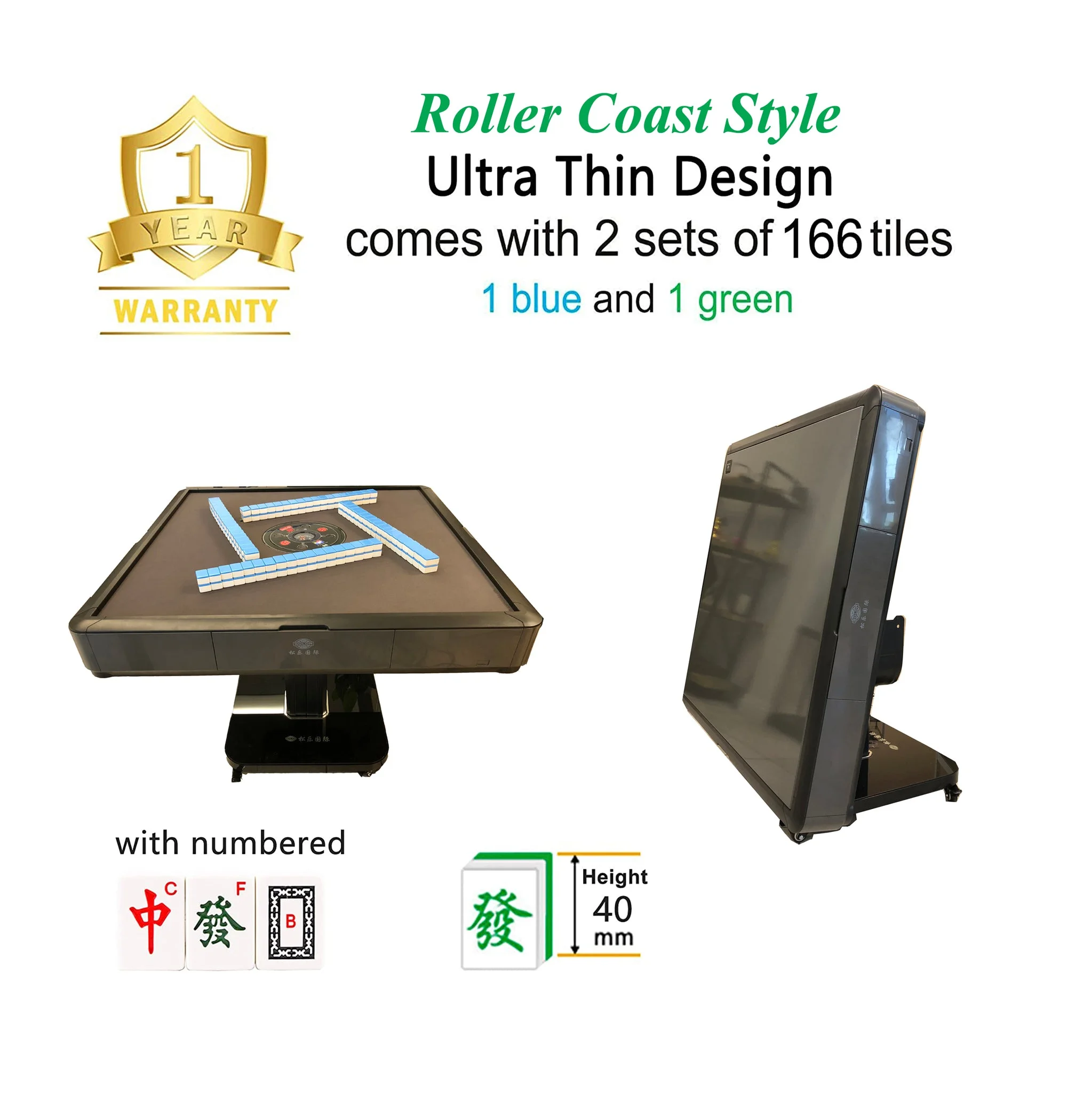 USAMJTABLE MJ-MINI360 Automatic Mahjong Table Gray Color. Utral-Thin Roller Coast Folding Style with 40mm Numbered Tiles Table Cover Included. Ship From USA