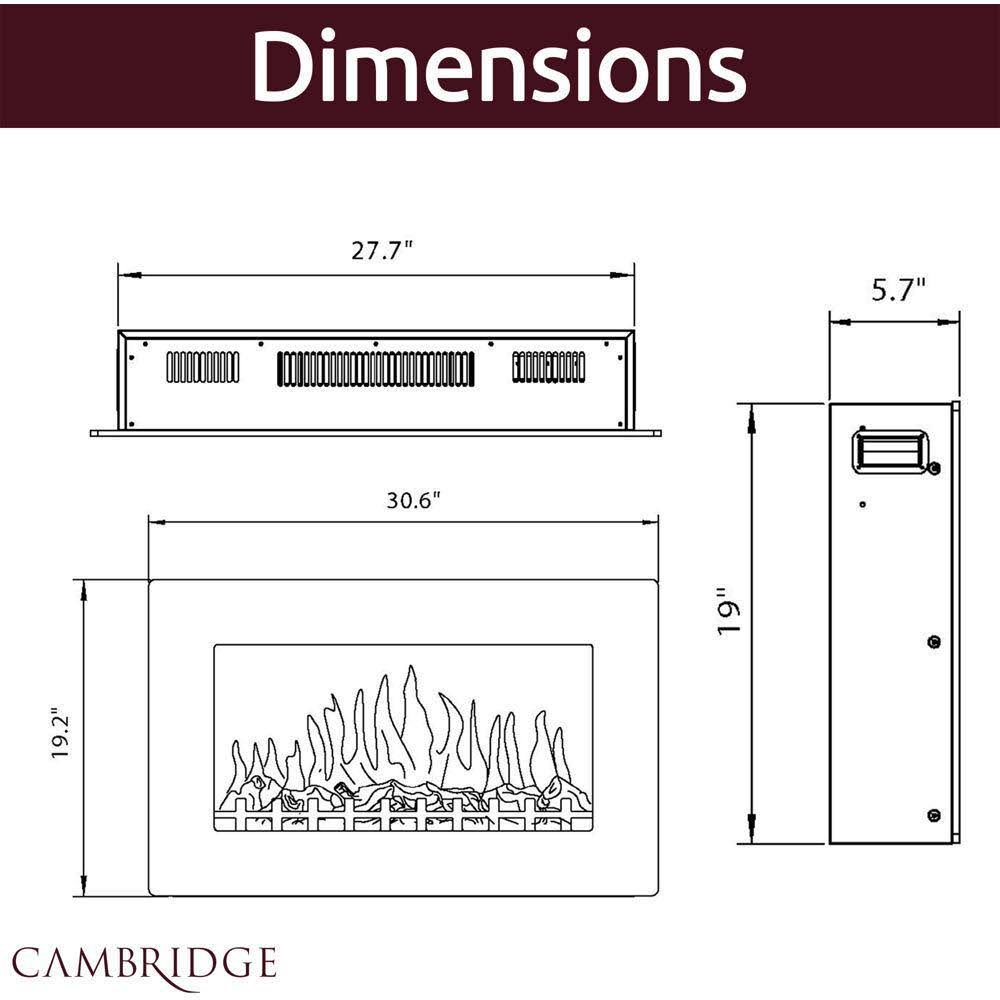 Cambridge Callisto 30 in. Wall-Mount Electric Fireplace with Crystal Rock Display - White
