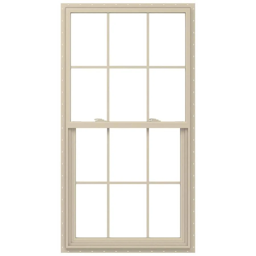 JELD-WEN V-2500 31.5-in x 59.5-in x 2.906-in Jamb Between The Glass Vinyl New Construction Almond Single Hung Window in Brown |