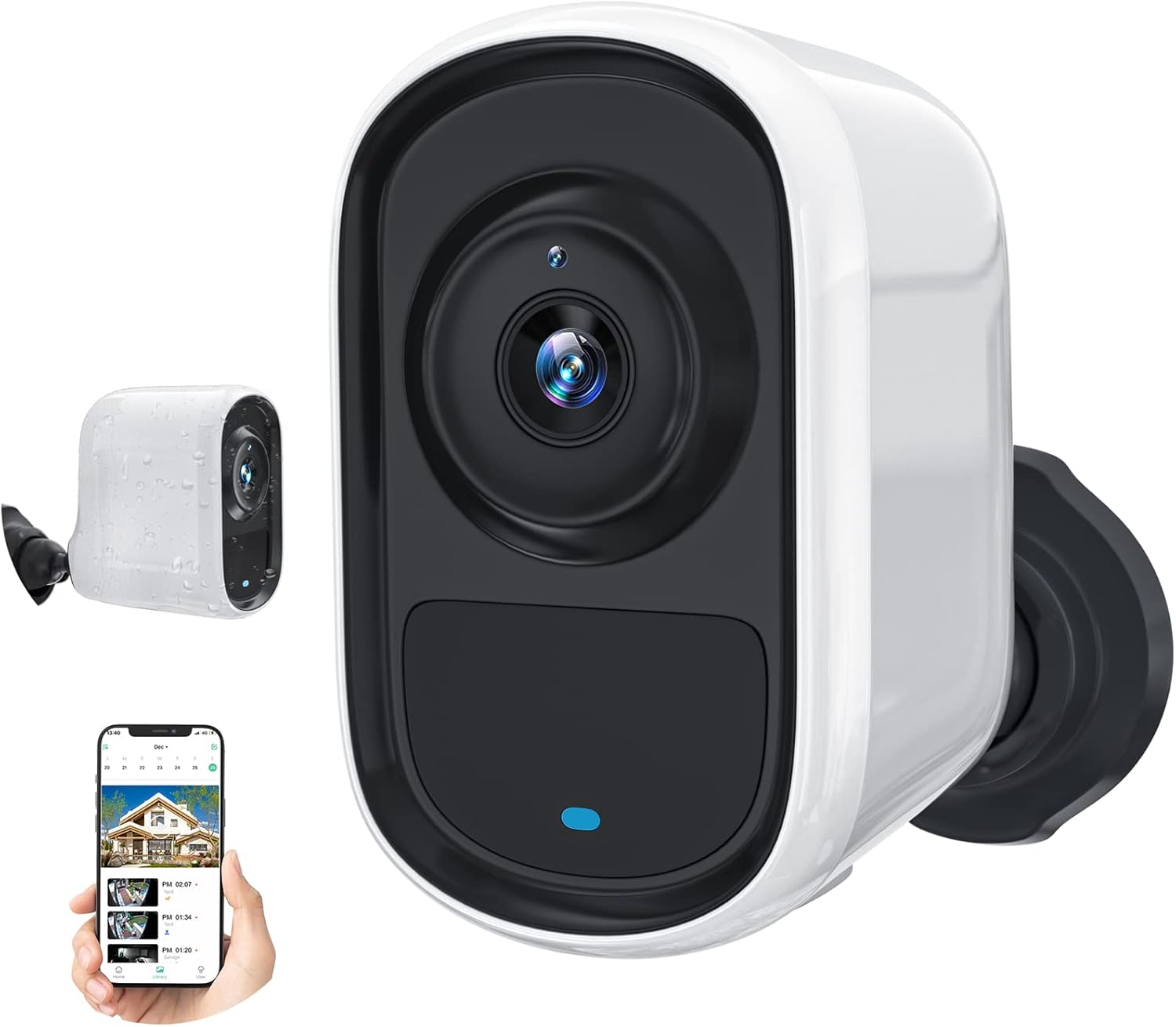Wireless WiFi Security Camera for Outdoor Home Surveillance Camera Rechargeable Home Security Camera, 1080P HD, Night Vision, Motion Detection, Two-Way Audio, Waterproof, Cloud/SD Slot Storage