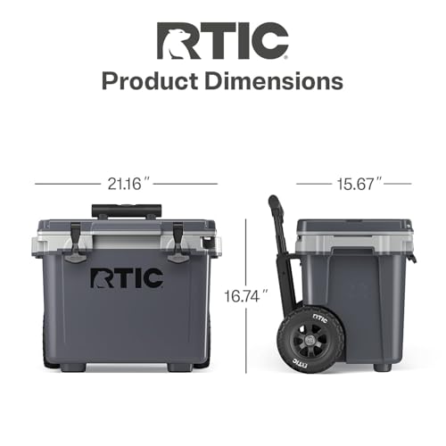 RTIC 22 QT Ultra-Light Wheeled Cooler with Handle, Hard Insulated Portable Ice Chest Box for Beach, Drink, Beverage, Camping, Picnic, Fishing, Boat, Barbecue