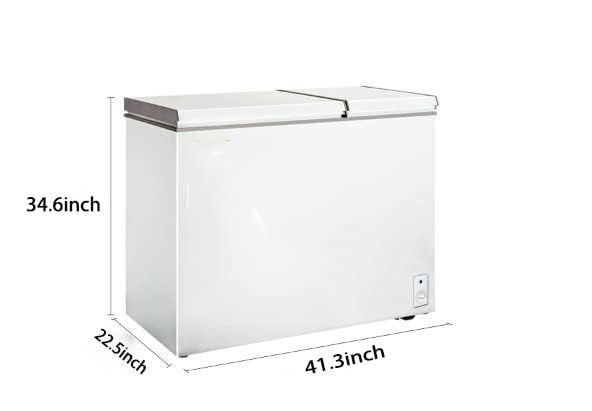 Chest Freezer 7.7 Cu.ft Double Door Deep Freezers with Removable Baskets,with 7 Temperature Settings, Perfect for Homes, Garages, Basements, RVs, White