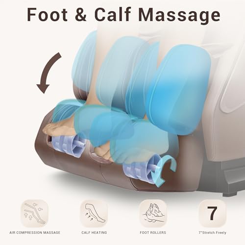 MYNTA 2025 Massage Chair Full Body, Zero Gravity SL Track Full Body Massage Recliner Chairs with Calf Heating, Thai Strectch, M1820 Brown