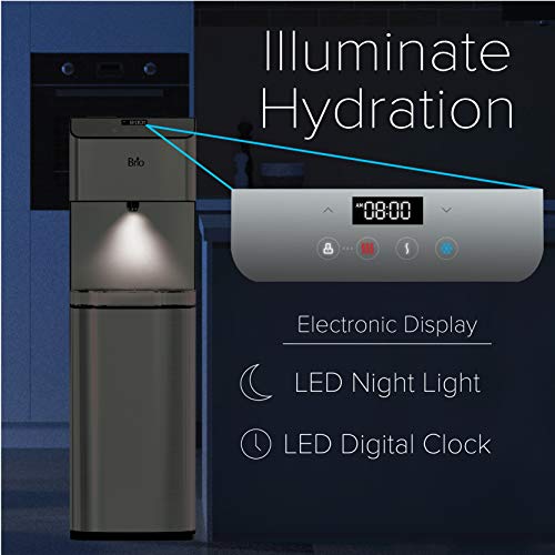 Brio Moderna Touchless Bottom Load Water Cooler Dispenser - Self-Cleaning, Motion Sensor, Tri Temp Dispense, Child Safety Lock, Holds 3 or 5 Gallon Bottles, Digital Display and LED Light