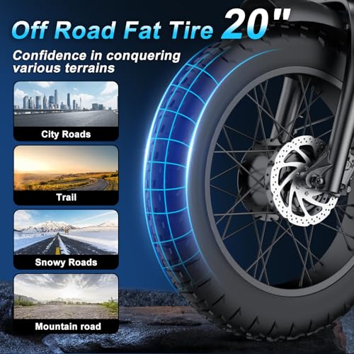 MOVCAN V30 Series Electric Bike for Adults 3000W/1500W/1000W Motor 20" Fat Tire Ebike,37.5MPH/32MPH/28MPH 120/70 Miles,48V 20Ah/31.2/15.6 AH Battery Hydraulic Disc Brake Electric Motorcycle Bike