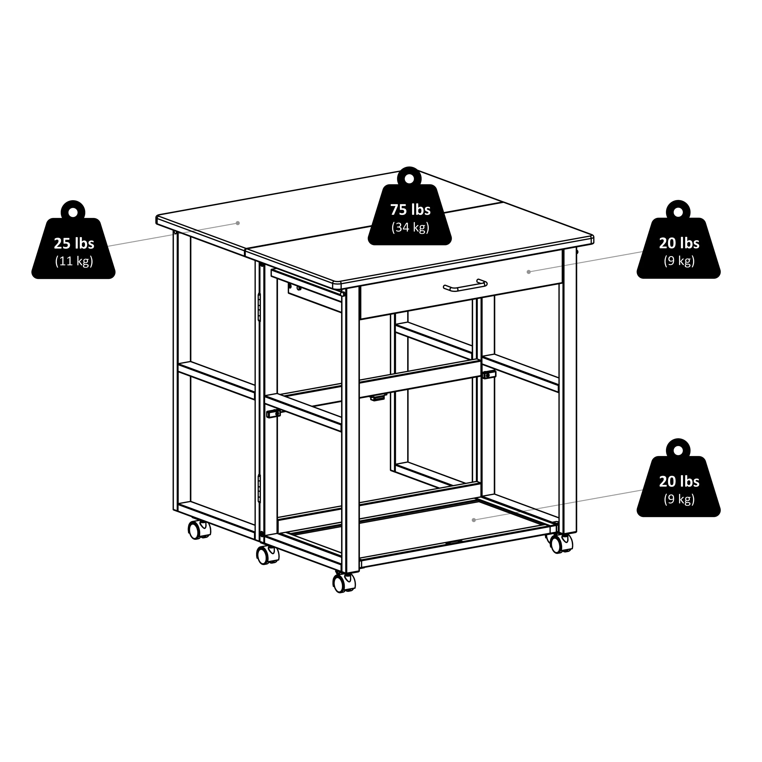 Winsome Wood Fremont 3-Pc Space Saver Set, Walnut Finish