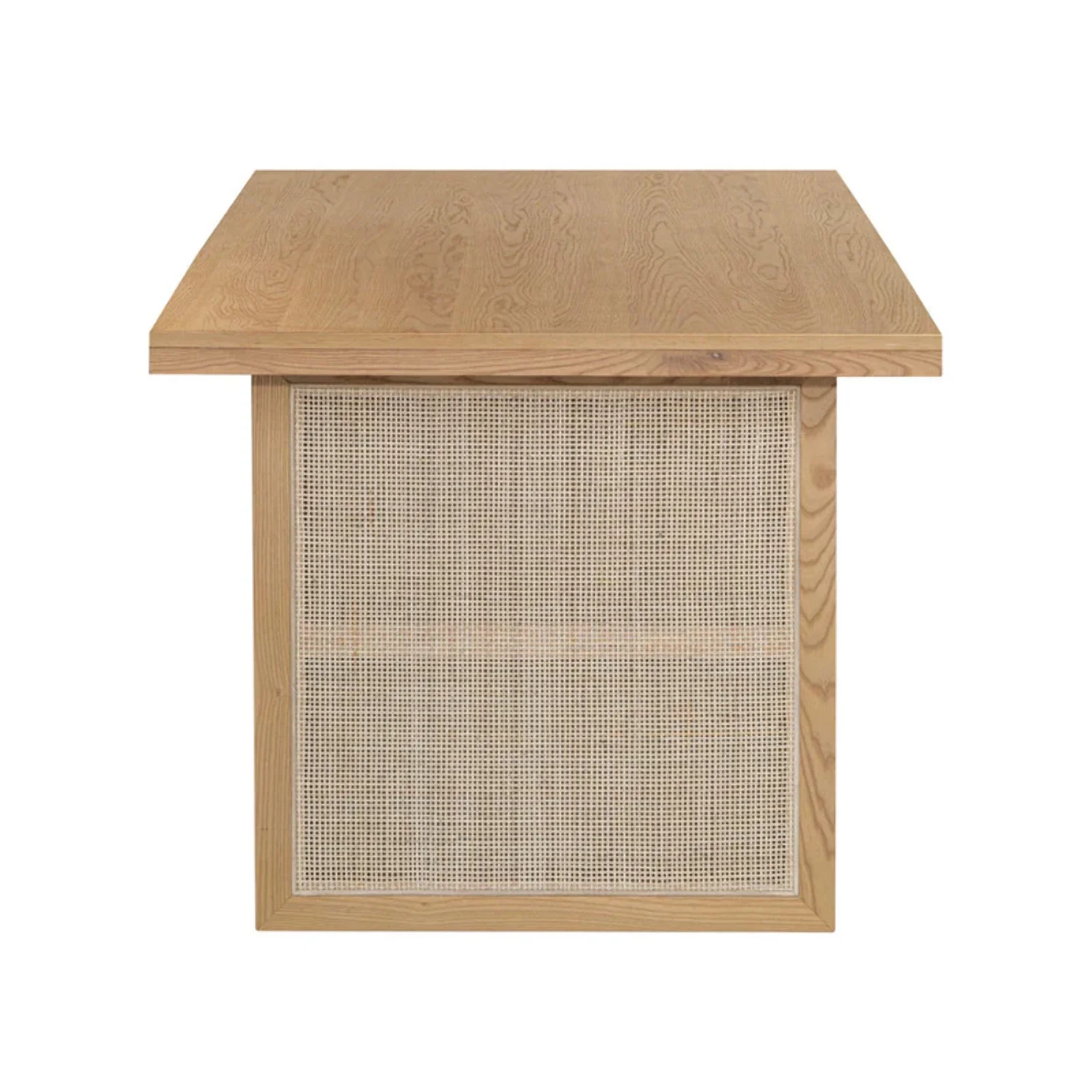 Rattan Natural Oak Wood Dining Table for 6 People