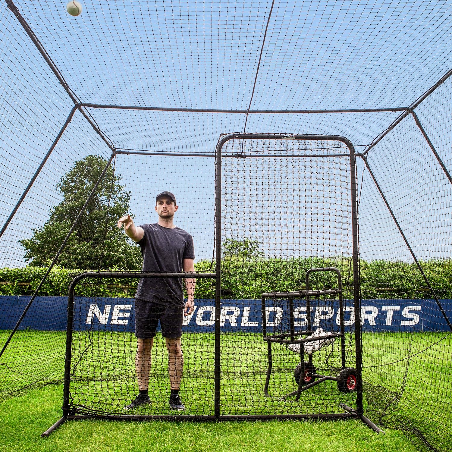Fortress Trapezoid Baseball Batting Cage [Complete Package] | Baseball Gear - Batting Cage Net | Baseball Training Equipment | Batting Cages with Frame and Net