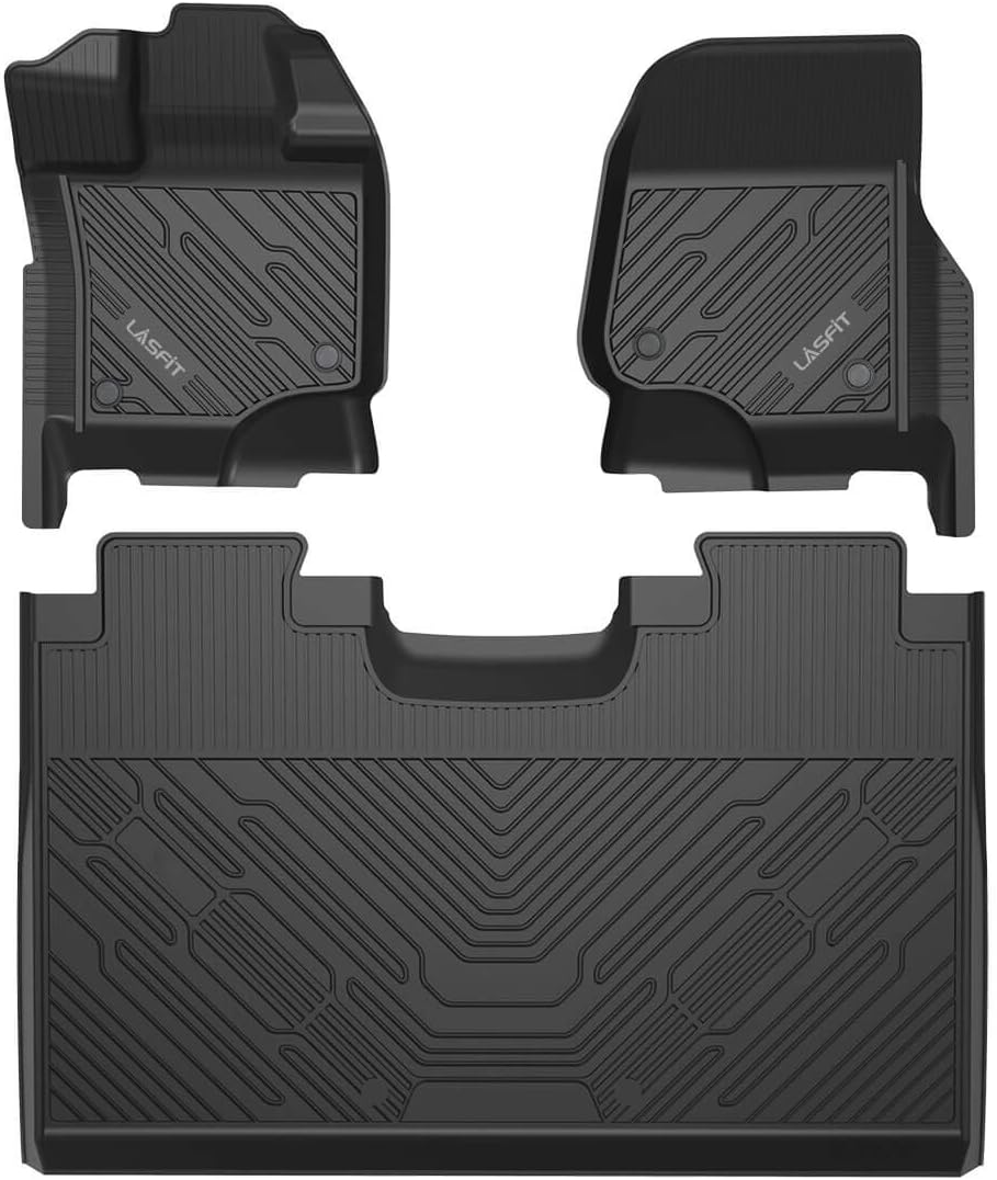 LASFIT Floor Mats Fit for 2015-2022 Ford F-150 SuperCrew with Front Bucket and Rear Seat (Not Fit for Under-Seat Fold Flat Storage) All Weather Car Liners 1st & 2nd Row Set