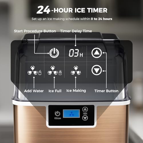 Nugget Ice Maker Countertop, 45lbs/Day Pebble Ice Maker Machine with 24H Timer, Self-Cleaning Crushed Countertop Ice Maker