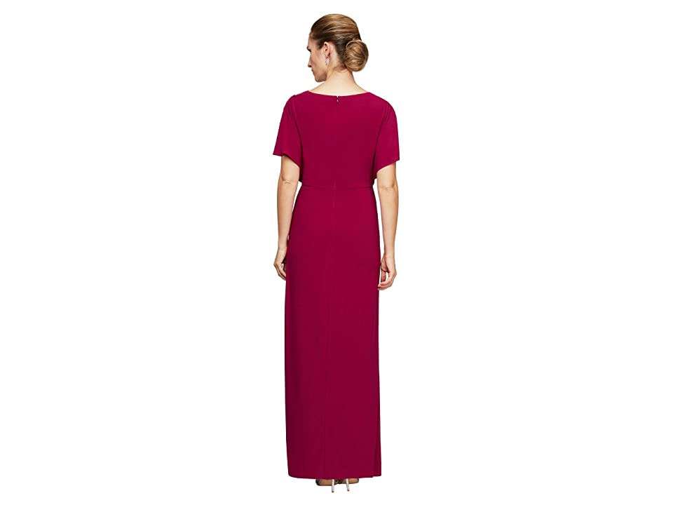 Alex Evenings Embellished Sleeve Knot Front Gown - Pink - 6
