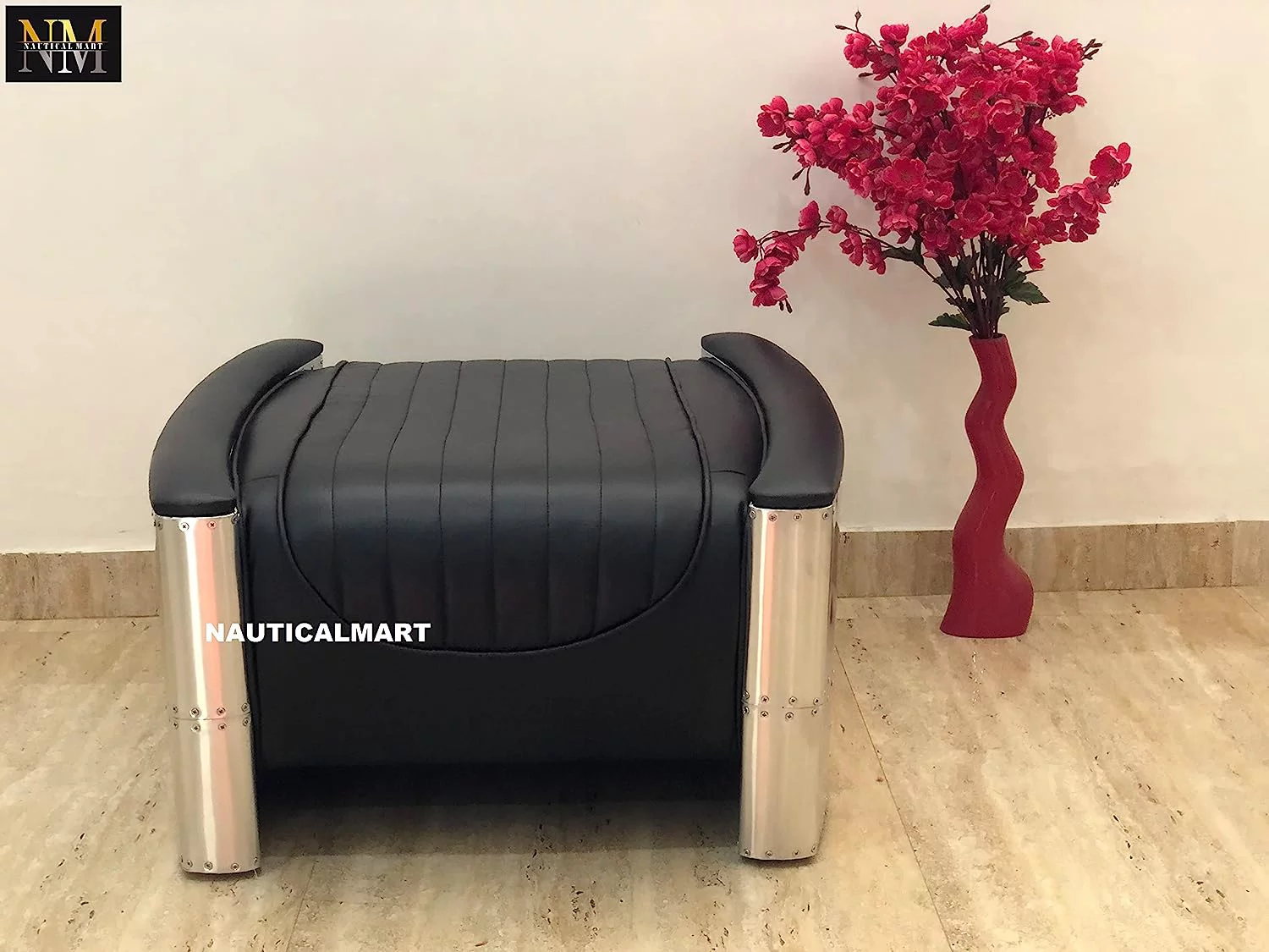 NauticalMart Aviator Ottoman Aluminium Chair Mid Century Vintage Industrial Sofa