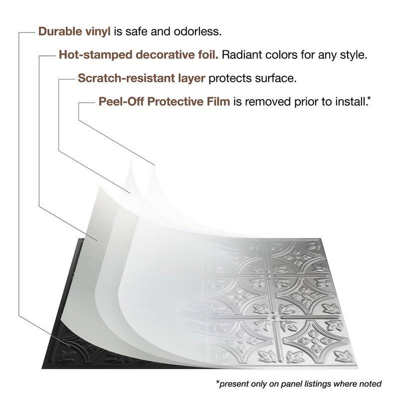 Fasade 18in x 24in Quilted Brushed Aluminum Backsplash Panel (5 Pack)