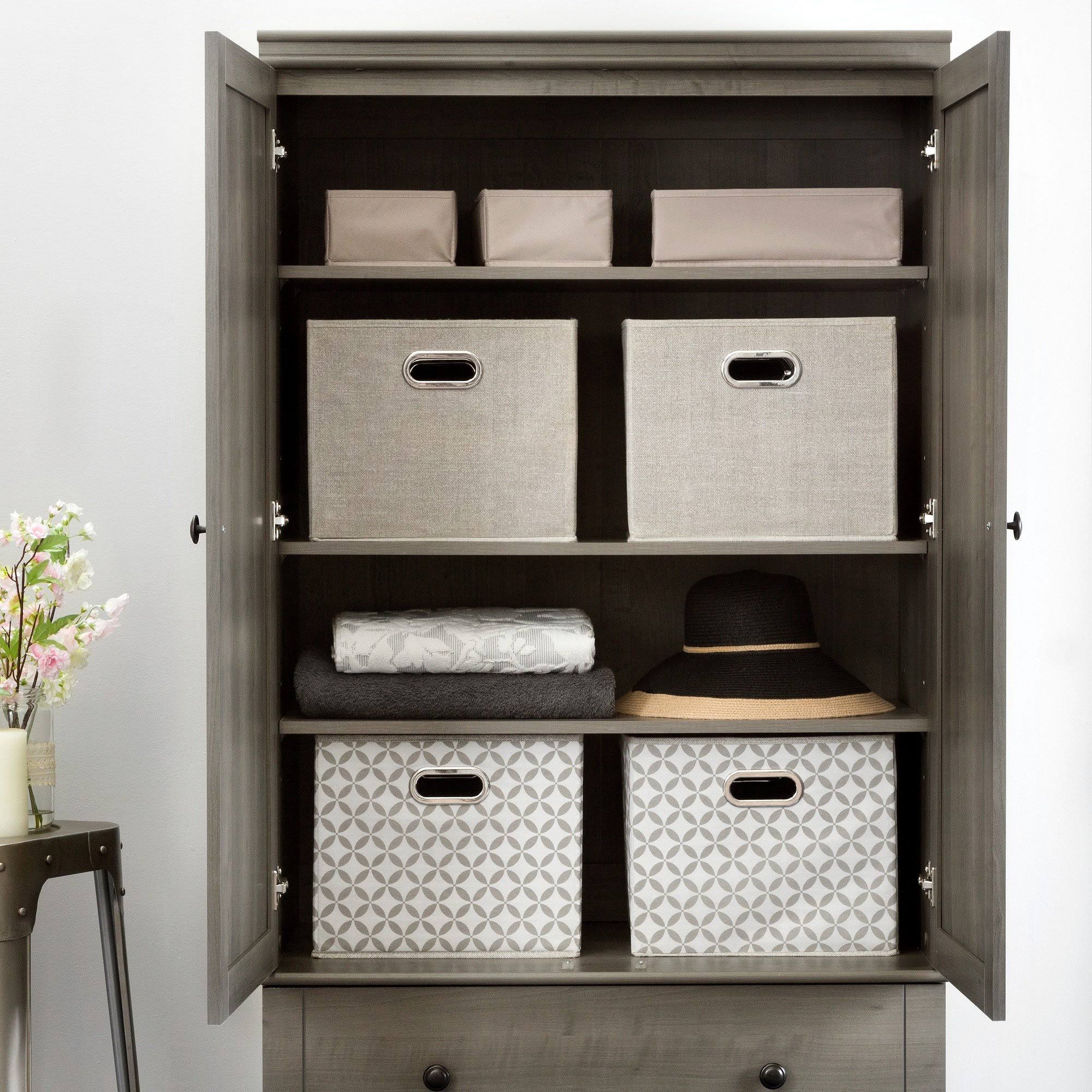 South Shore Furniture Hopedale Storage Armoire with 2-Drawers, Gray Maple