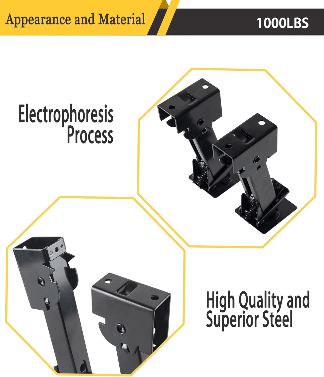 Pair of Trailer Stabilizer Jacks Telescoping RV Camper Accessories for Travel 450kg(1000 Lbs) Capacity Each Pack of 2