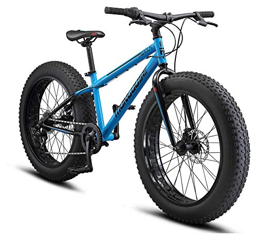 Mongoose Argus Trail or ST Fat Tire Mountain Bike, 20, 24 or 26 Inch Bike for Kids and Adults, 7 or 16 Speed, Aluminum or Steel Frame, Knobby Mountain Fat Tires, Mechanical Disc Brakes