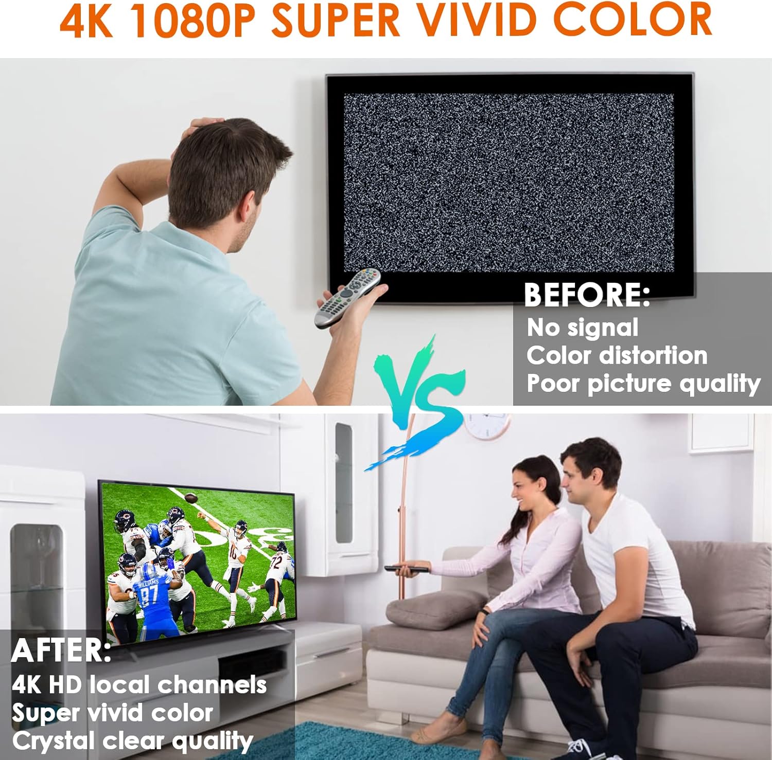 Digital TV Antenna, 380 Miles Indoor Amplifier Signal Booster Long Range HDTV Antenna Support 4K 1080P UHF VHF Free Local Channels with 13.4ft Coax Cable and USB Power Adapter