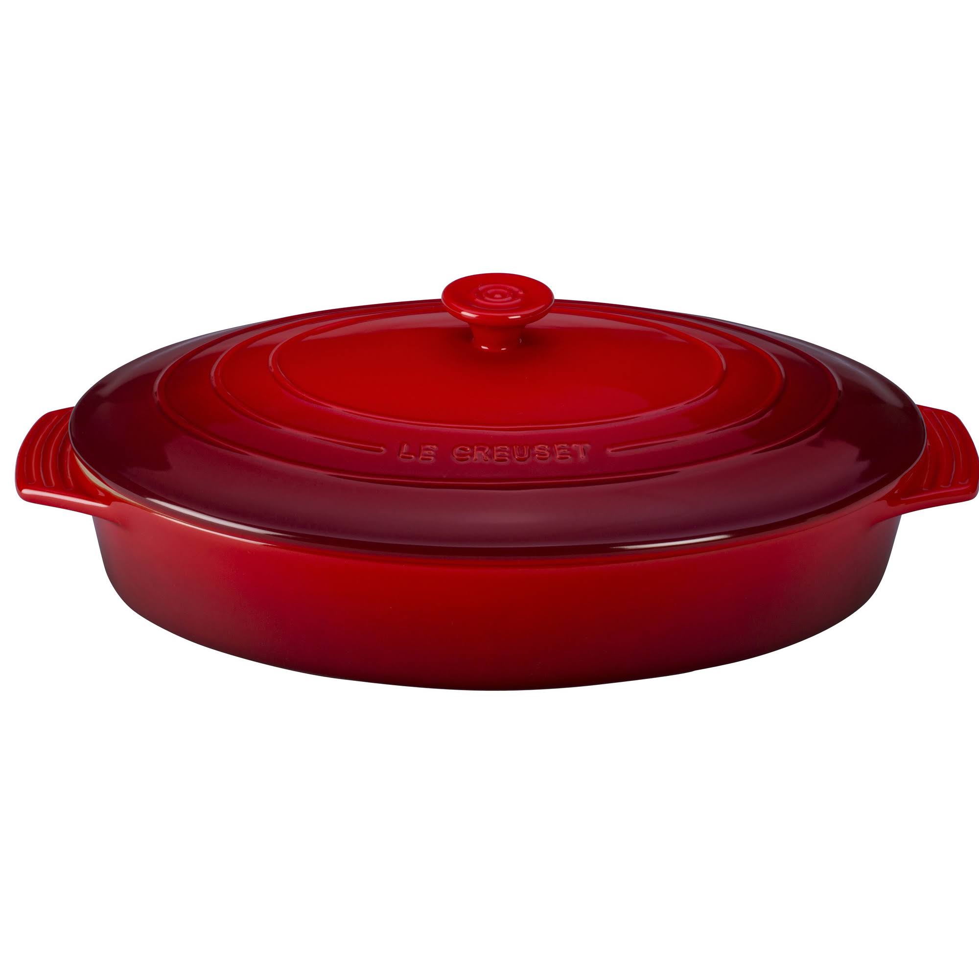 Le Creuset Stoneware Covered Oval Casserole, 3-3/4-Quart, Flame