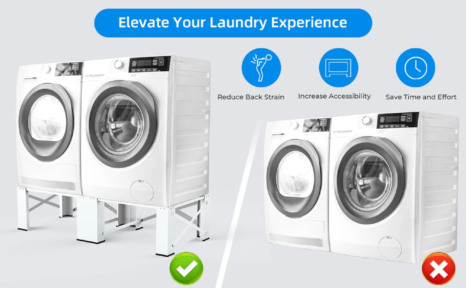 2-in-1 Upgraded Design Wash Dryer Pedestals 29" Matalde Laundry Pedestal Heavy Duty, Washer and Dryer Stand, White - Curated Treasures Market