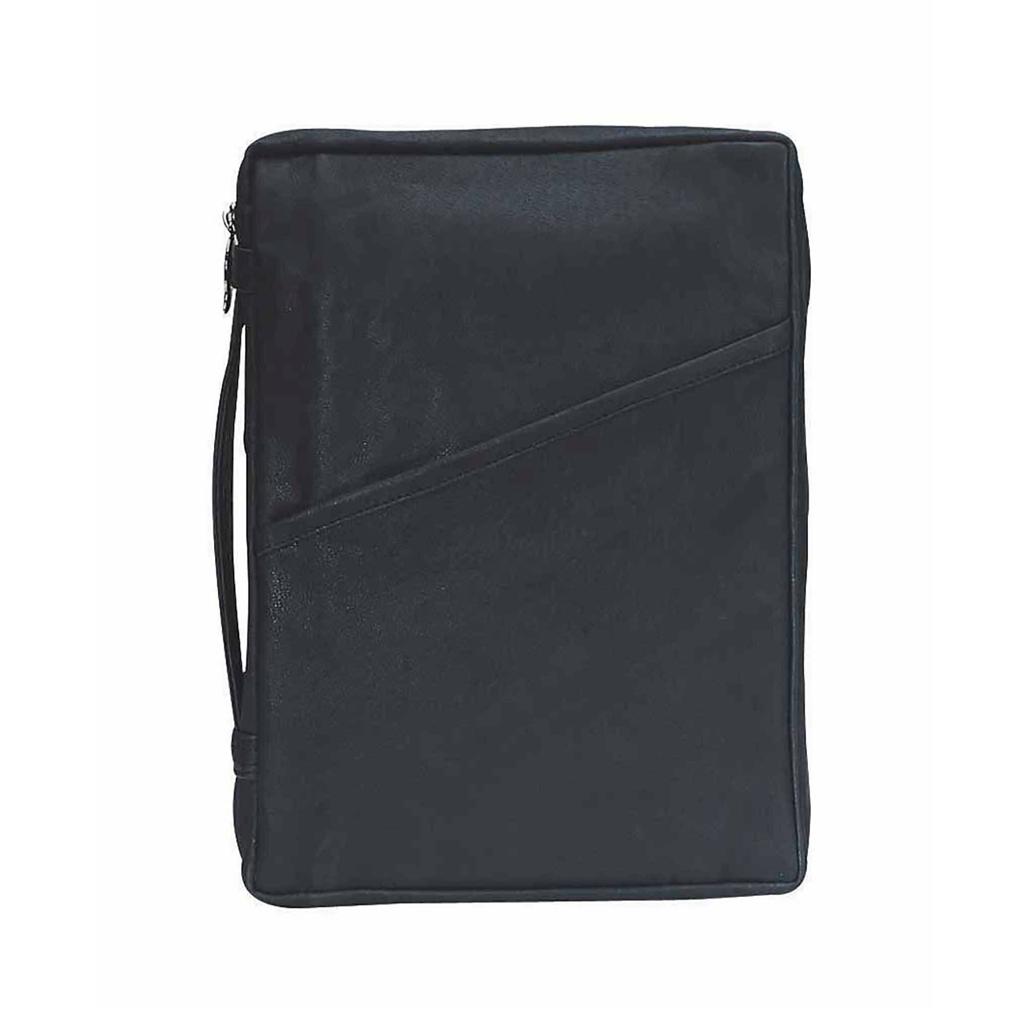 Dicksons Black Classic Leather Bible Cover Case with Handle, X-Large