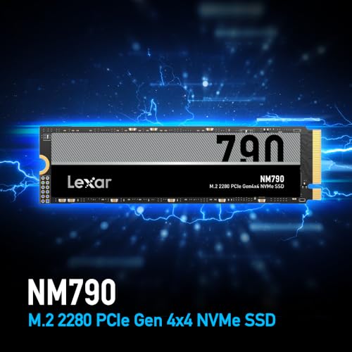 Lexar 2TB NM790 SSD with Heatsink PCIe Gen4 NVMe M.2 2280 Internal Solid State Drive, Up to 7400/6500 MB/s Read/Write, Compatible with PS5, for Gamers and Creators, Black (LNM790X002T-RN9NU)