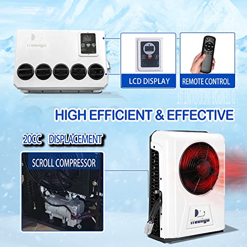 Treeligo DC 12V Universal Electric RV Truck Air Conditioner Camper A/C Unit 10000 BTU Fast Cooling for Motorhome Bus tractor automotive air conditioner