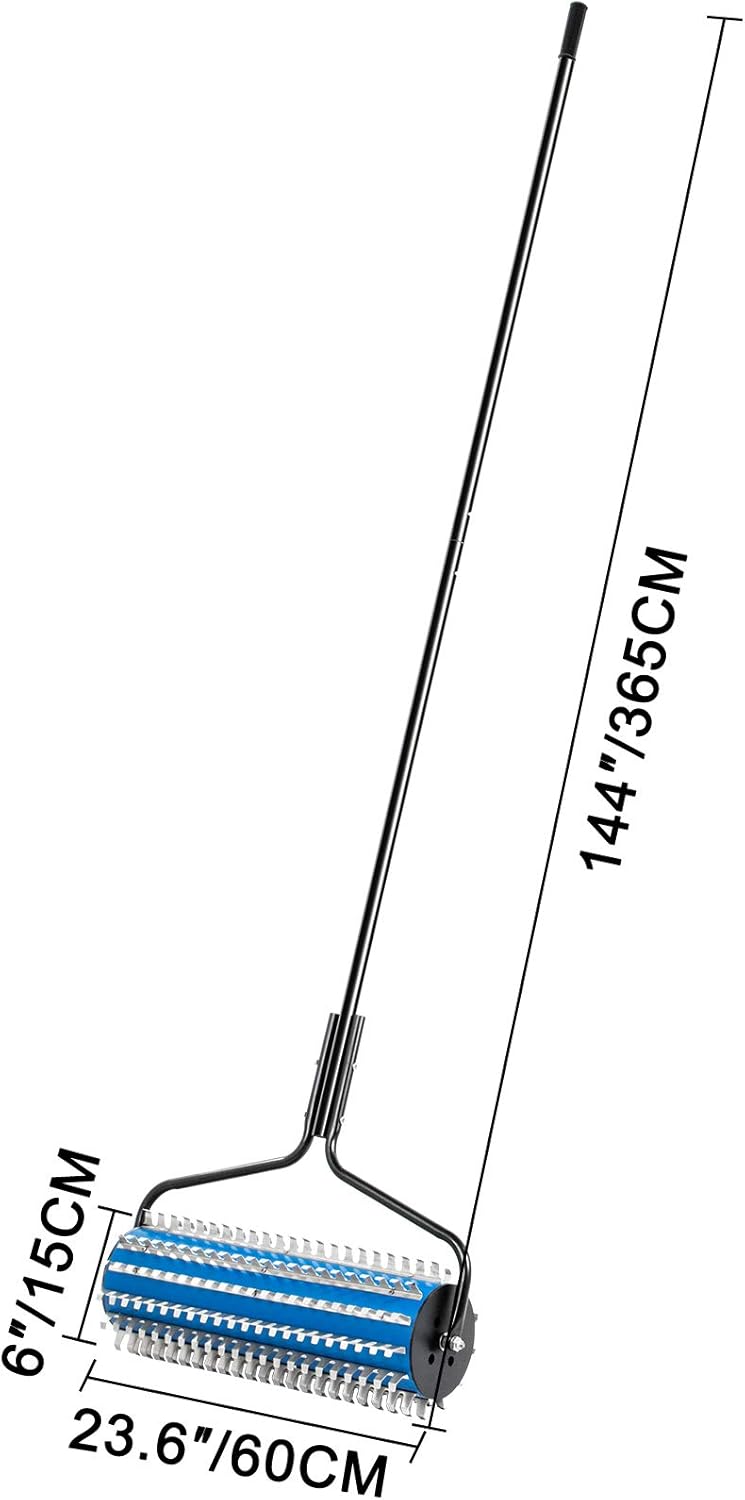 Happybuy Roller Weed Rake, 12 ft Lake Weed Cutter, Clean Aquatic Weeds Muck Silt Lake Rakes, Lake Weed Rake for Lake Pond Beach and Landscaping, Lake Weed Roller Rake with Extension Pole and Rope