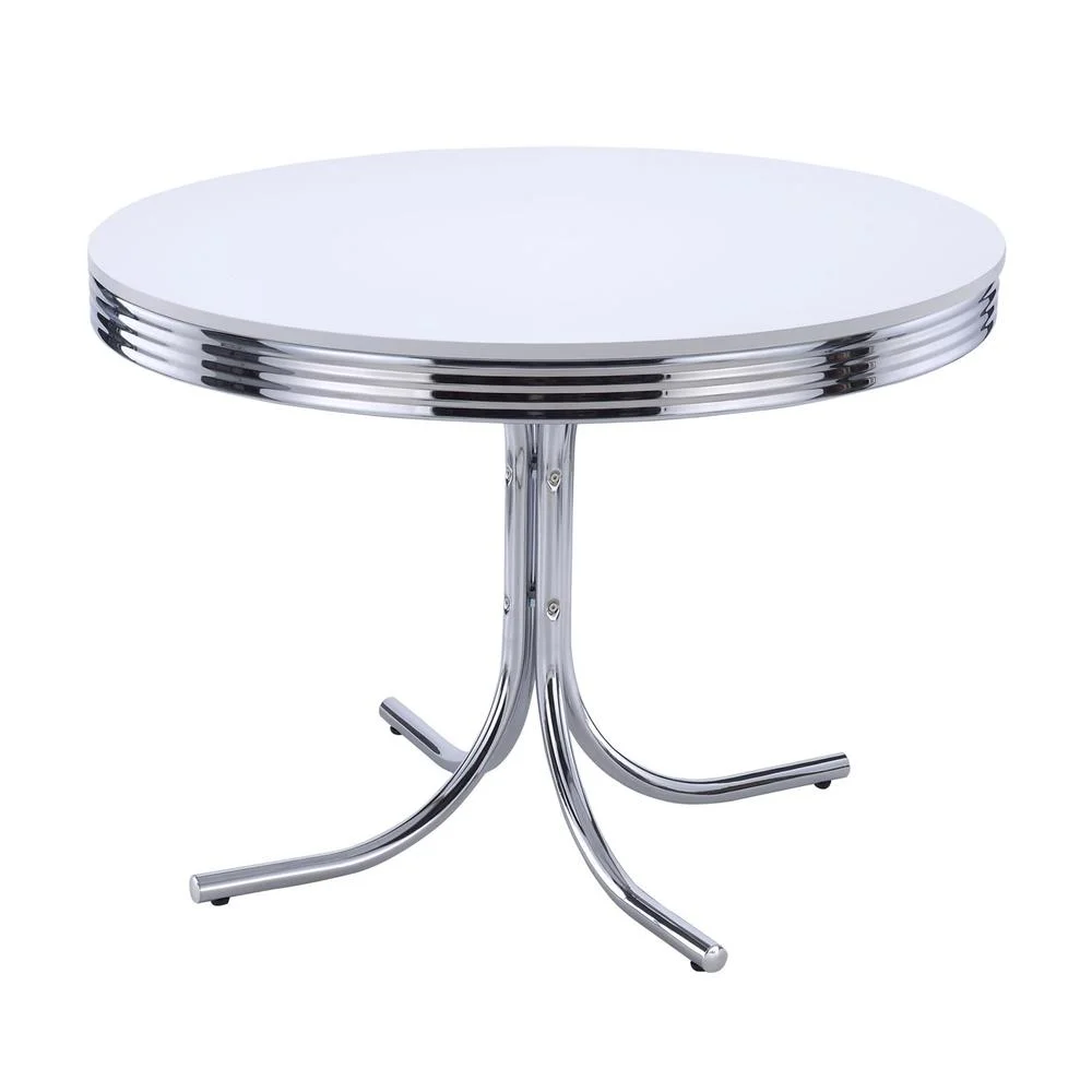 Coaster Retro 5-Piece Contemporary Metal Round Dining Set in Chrome and Black