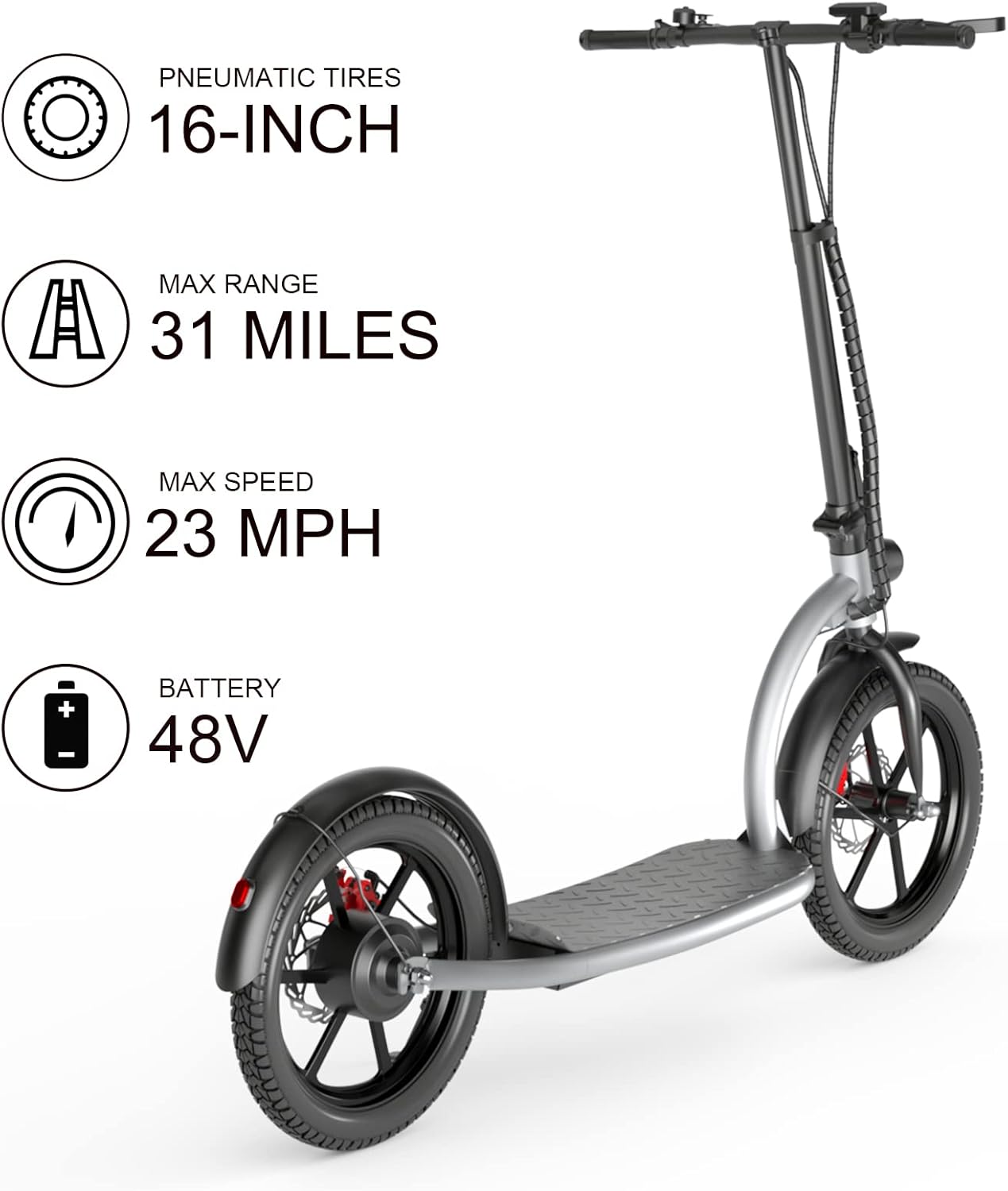 Hiboy VE1 PRO Electric Scooter - Electric Scooter for Adults - 16" Pneumatic Tires - 31 Miles Long Range & 23Mph Folding Commuter Electric Scooter