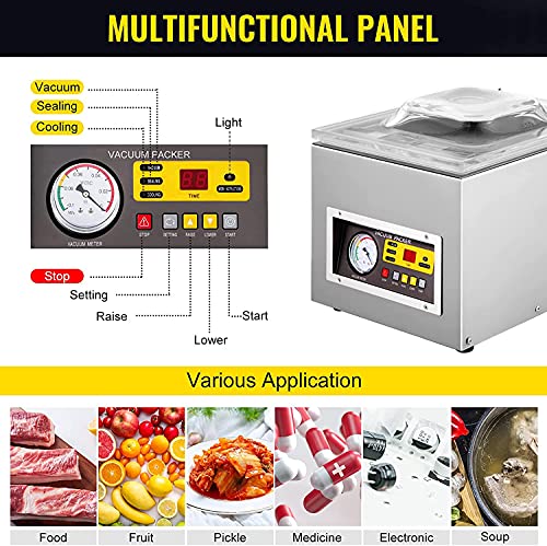 VEVOR Chamber Vacuum Sealer DZ-260C Kitchen Food Chamber Vacuum Sealer, 110V Packaging Machine Sealer for Food Saver, Home, Commercial Using