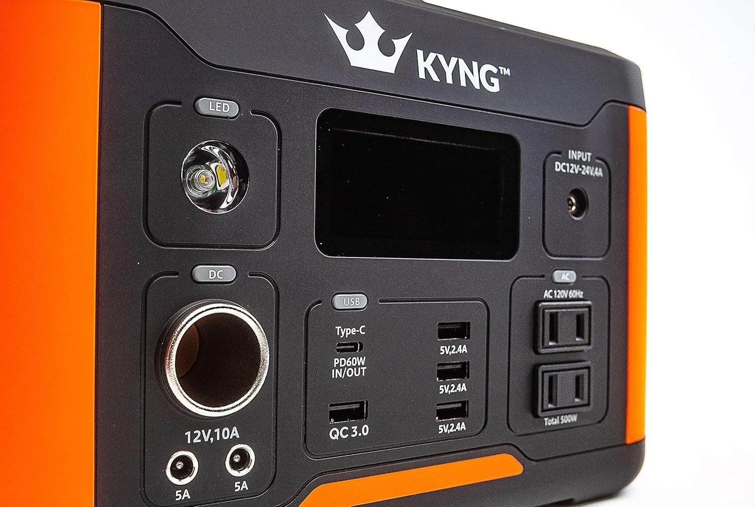 KYNG 515Wh Portable Power Station Solar Generator Pure Sine Wave Lithium Battery, Solar Panel Charge Connection, Emergency Power Supply, LED Screen, CPAP, Camping, RV Generator