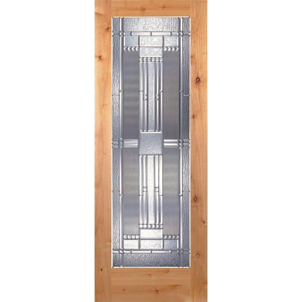 Feather River Doors 32 in. x 80 in. 1 Lite Unfinished Knotty Alder Preston Zinc Woodgrain Interior Door Slab, Knotty Alder- Read