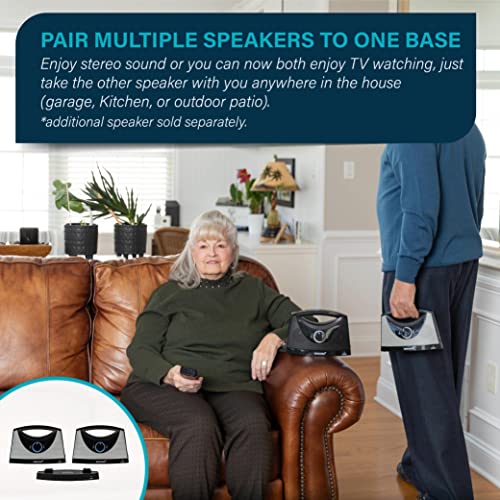 SEREONIC Portable Wireless TV Speakers for Smart TV - Ideal for TV Watching Without The Blaring Volume - Wireless Speakers for TV Designed for Hard of Hearing, Elderly, and Seniors - 100ft Range