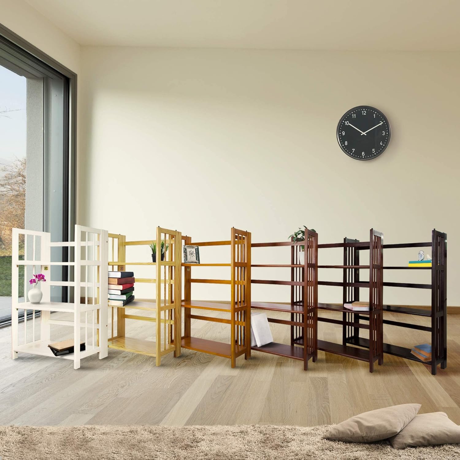 3 Shelf Folding Stackable Bookcase, 27.5" Wide, Espresso - Curated Treasures Market