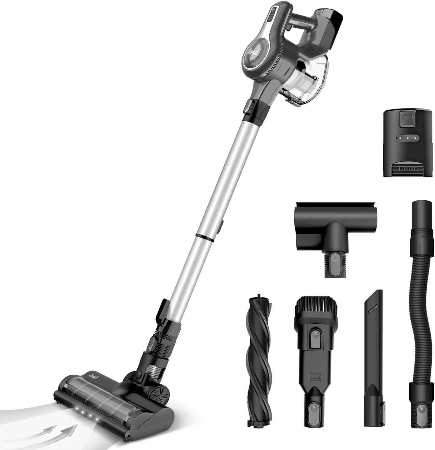INSE Cordless Vacuum Cleaner, 23Kpa 250W Powerful Suction Stick Vacuum Cleaner, Up to 45min Runtime 2500mAh Rechargeable Battery, 10-in-1 Lightweight Vacuum for Carpet Hard Floor Pet Hair Car, Blue S6