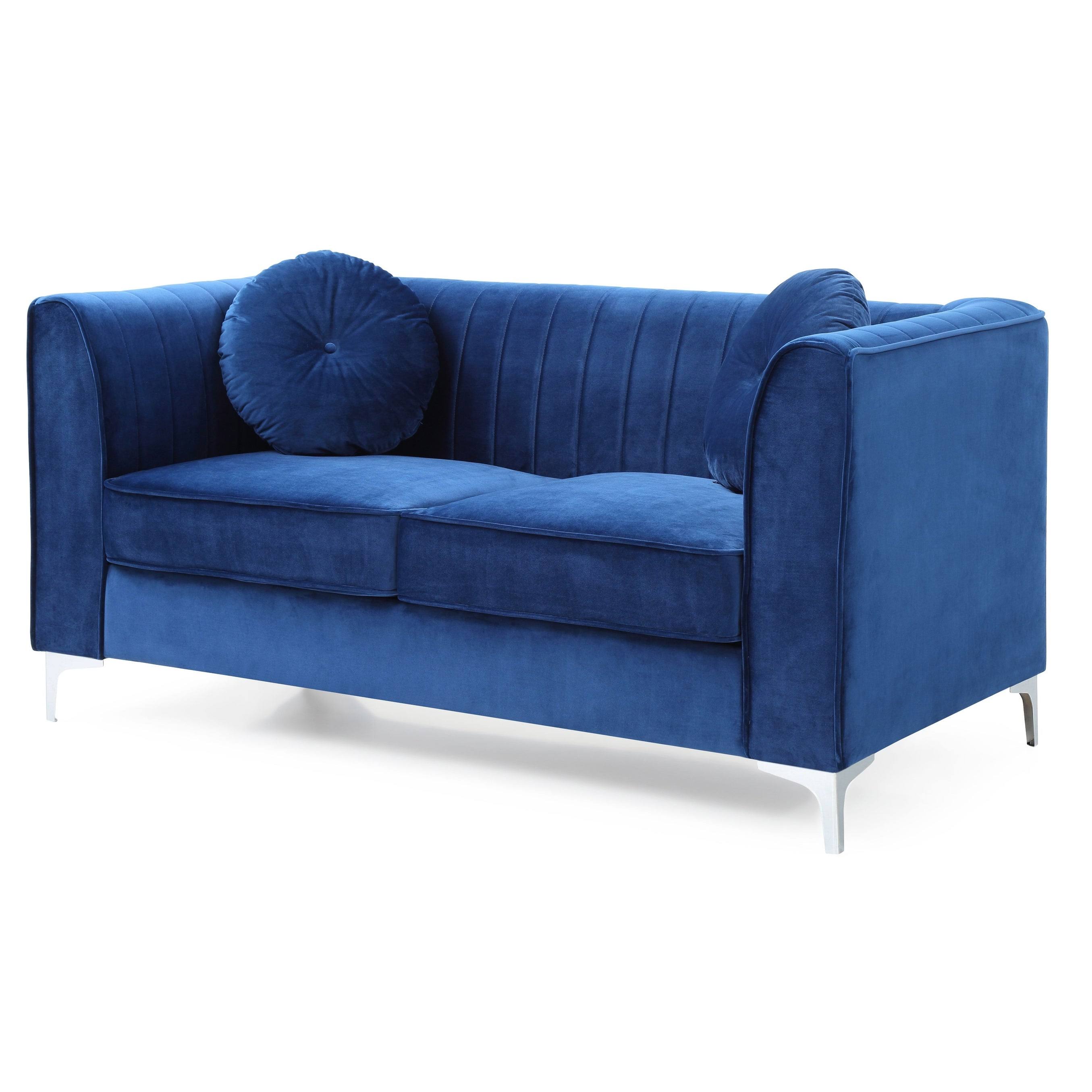 Glory Furniture Delray Velvet Loveseat in Ivory