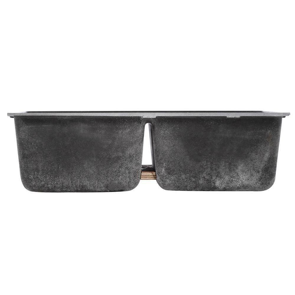 Swanstone QU03322ED Double Basin Undermount Kitchen Sink - Nero