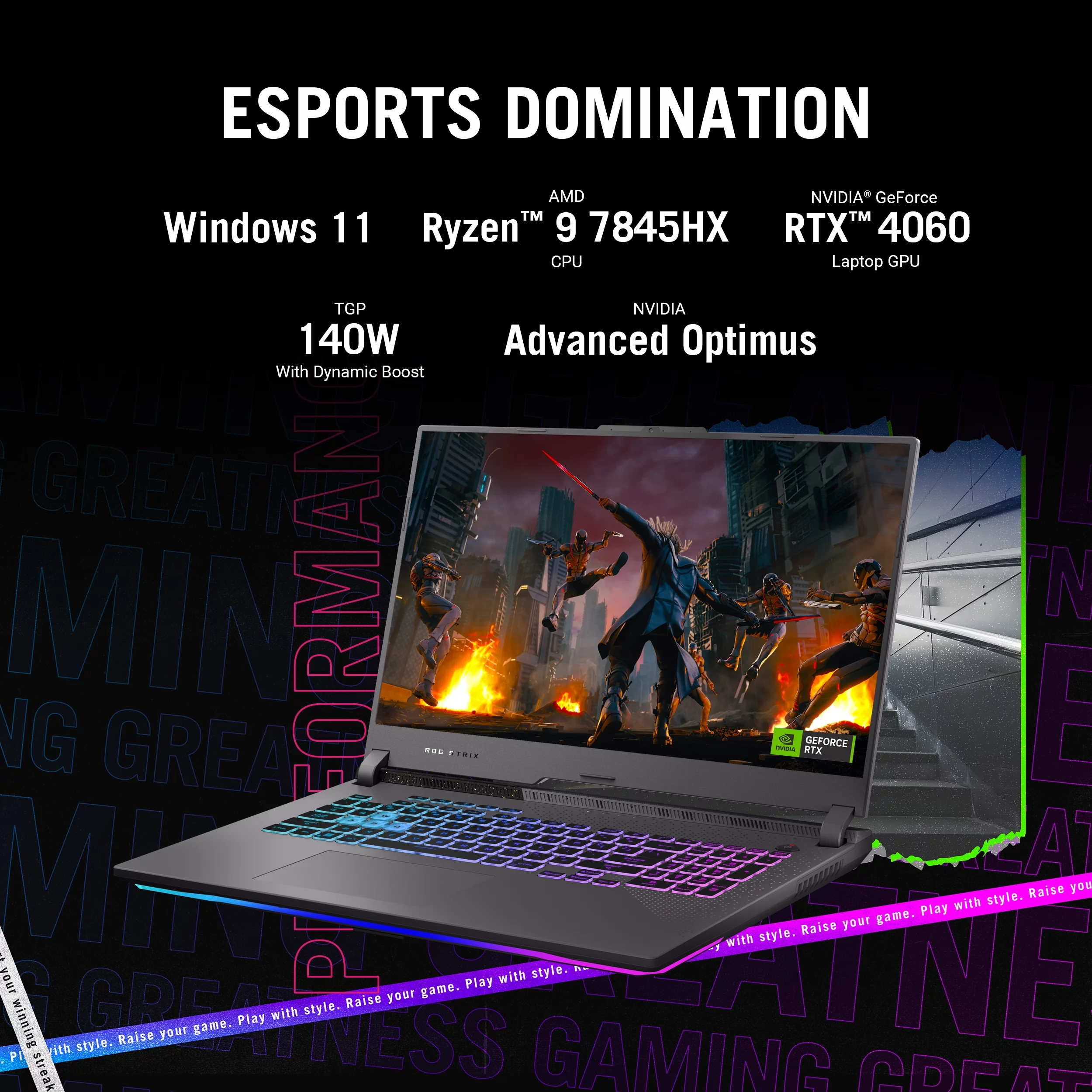ASUS ROG Strix G17 (2023) 17.3” QHD 240Hz Gaming Laptop, Ryzen 9-7845HX, NVIDIA GeForce RTX 4060, 16GB DDR5 RAM, 1TB SSD, Windows 11, G713PV-WS94