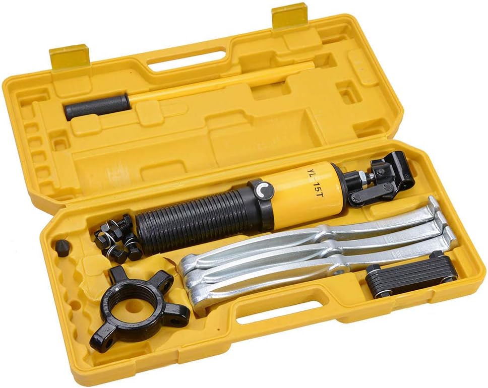 Yescom 3-Jaw Hydraulic Gear Puller Set 15 Ton Wheel Bearing Pulling Separator w/Case