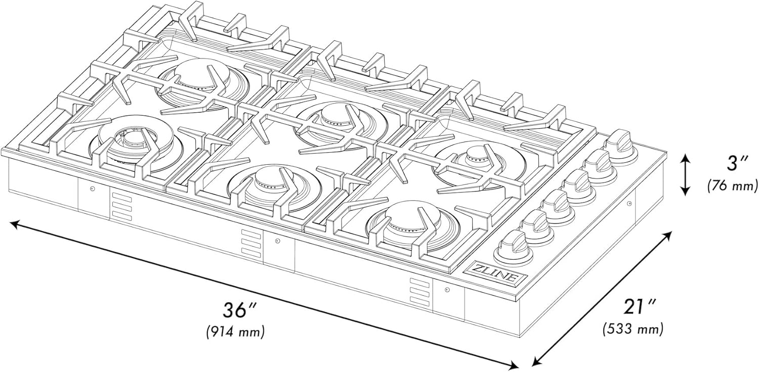 ZLINE 36" Gas Cooktop with 6 Gas Burners (RC36)