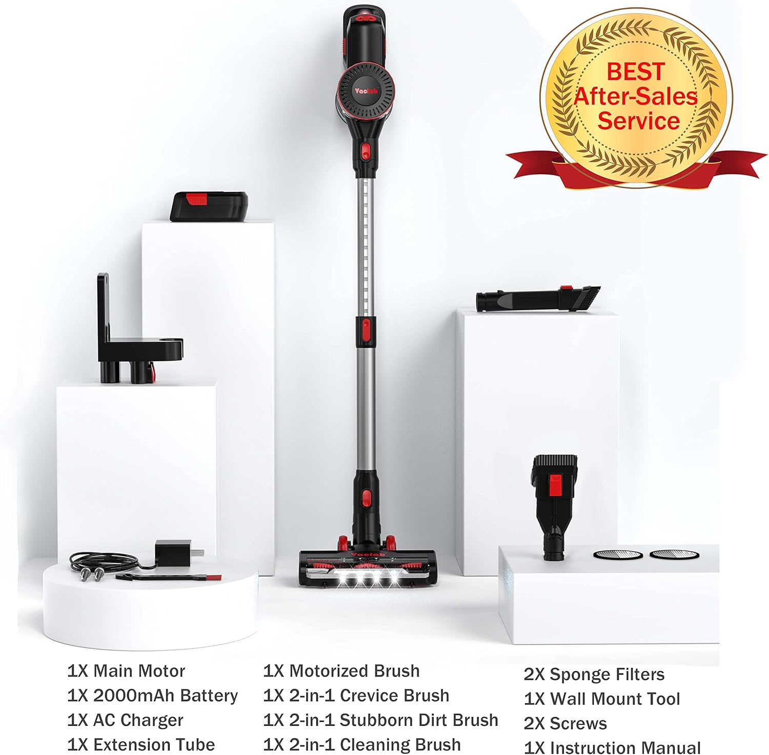VACLAB Lightweight Cordless Vacuum Cleaner with Thickened & Durable ABS Material, BPA Free, 23000Pa Stick Vacuum, 40 Minutes, Ideal for Hard Floor & Thin Carpets Deep Cleaning