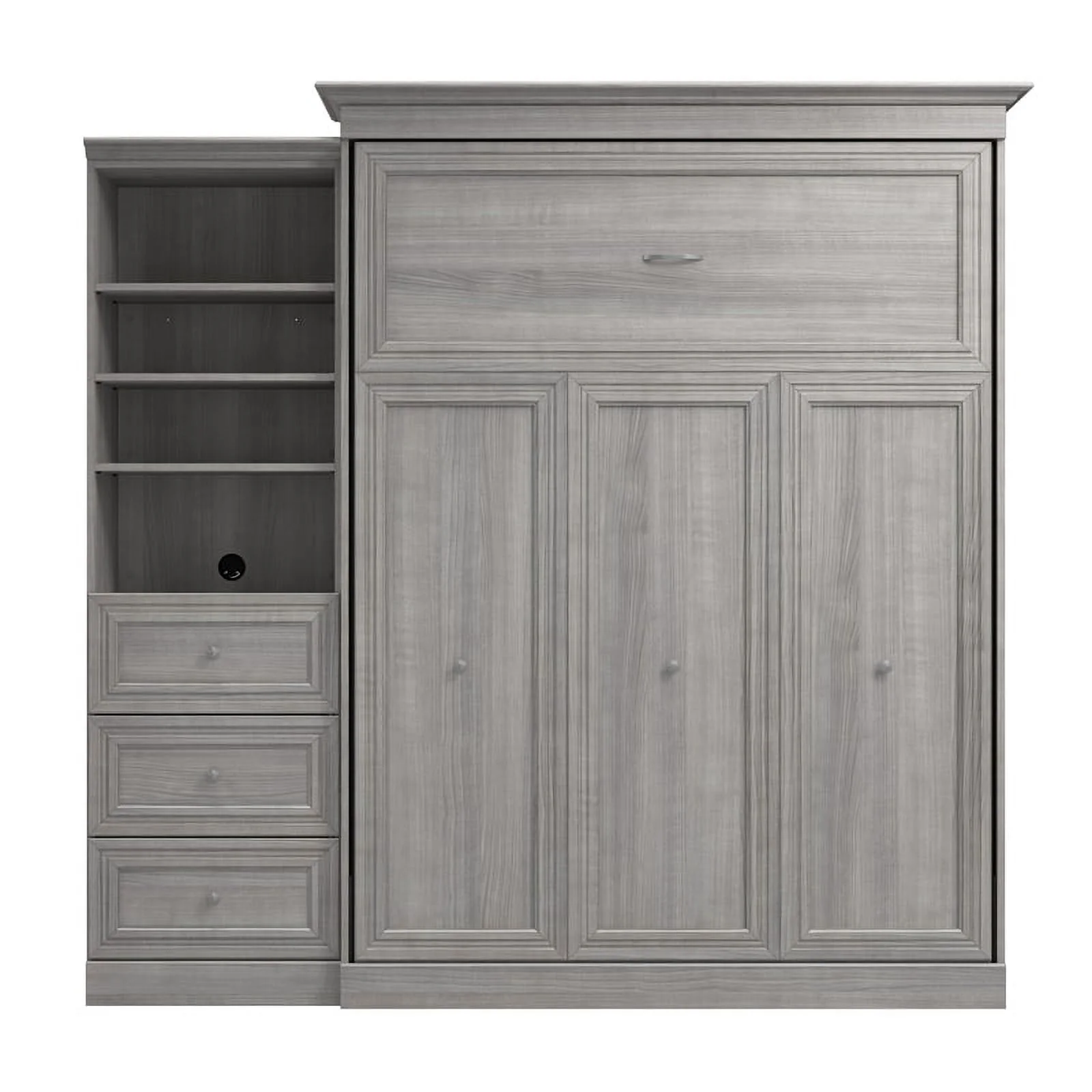 Bestar Versatile Engineered Wood Queen Murphy Bed and Organizer in Platinum Gray