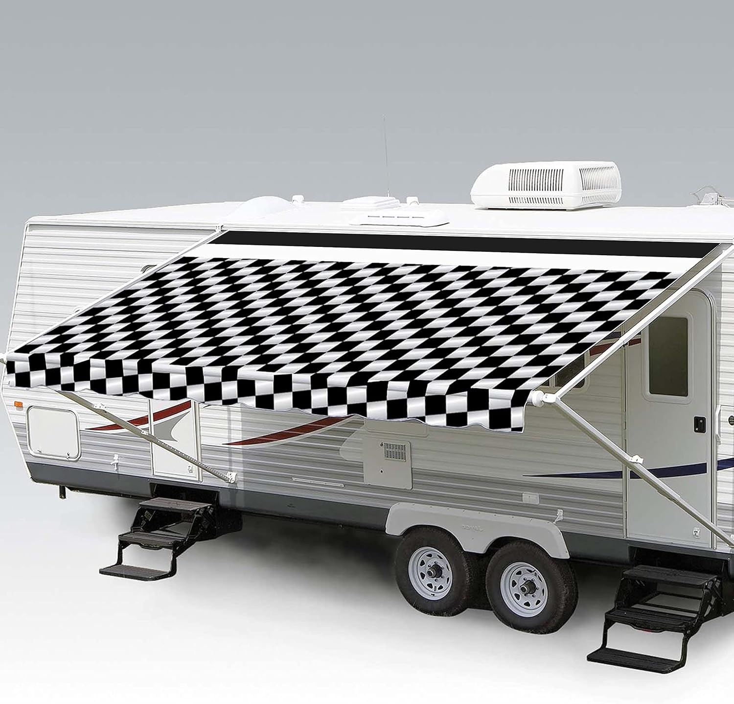 ShadePro - RV Awning Fabric Replacement - Heavy Duty Weatherproof Vinyl - Universal Outdoor Canopy for Camper, Trailer, and Motorhome Awnings - Granite - 21' (Fabric 20' 2)