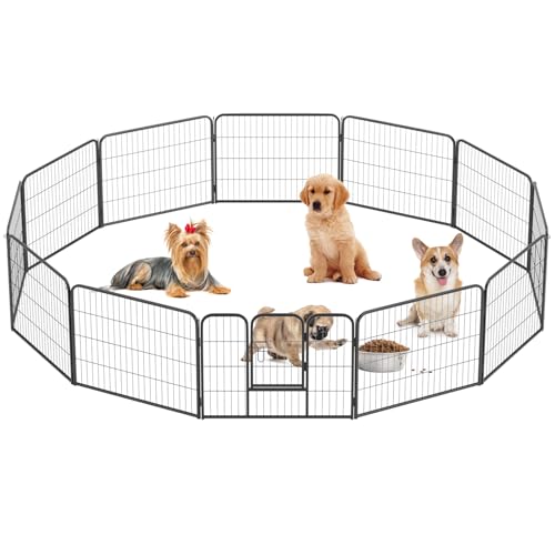 BestPet Dog Playpen Indoor 40 inch 16 Panels Metal Dog Pen Pet Dog Fence Outdoor Exercise Pen with Doors,Pet Puppy Playpen for RV Camping Yard, Black