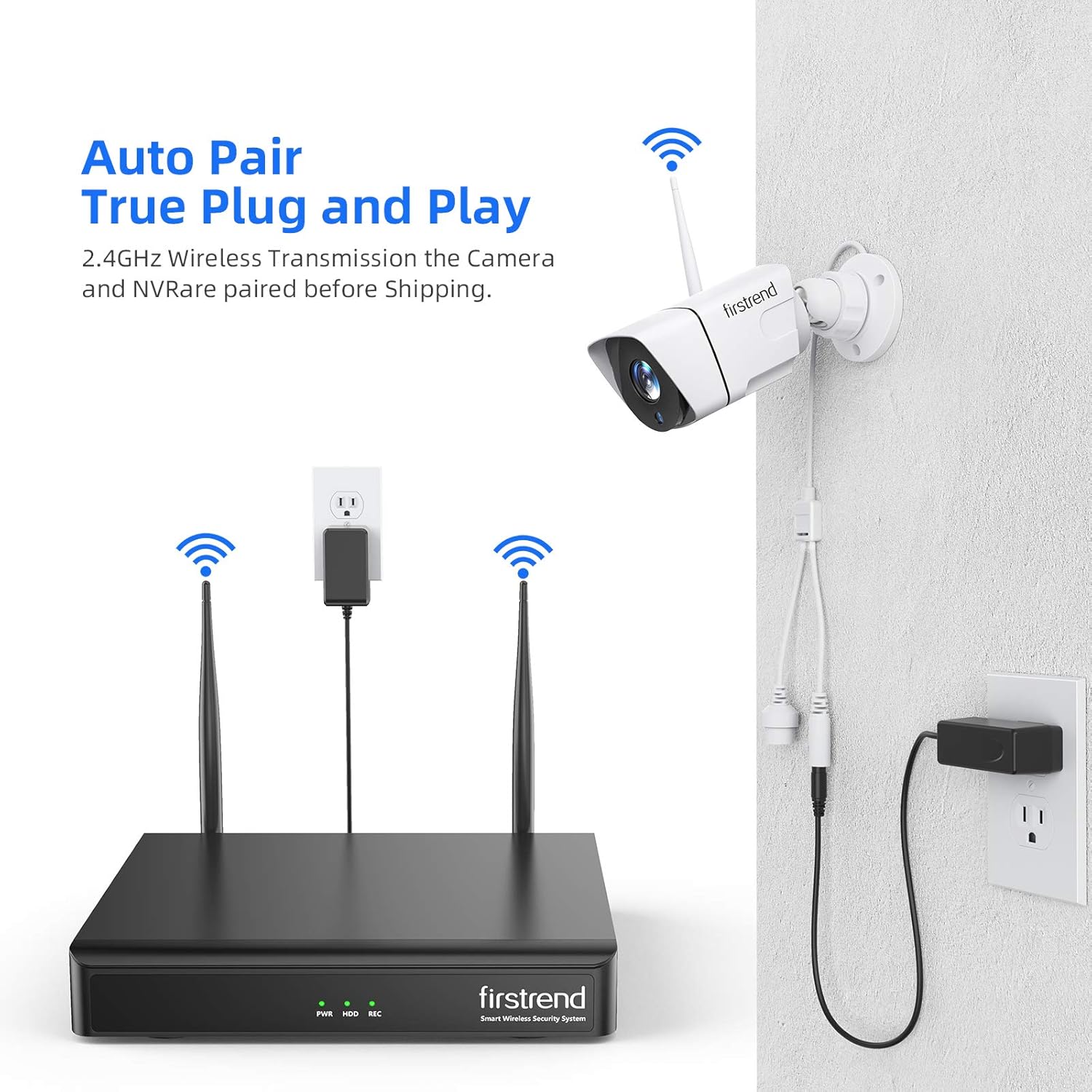 Security Camera System Wireless,Firstrend 1080P 8CH Wireless Home Security Systems with 4pcs 2MP Full HD Cameras 1TB HDD Night Vision Motion Detection Free App for Indoor Outdoor Video Surveillance