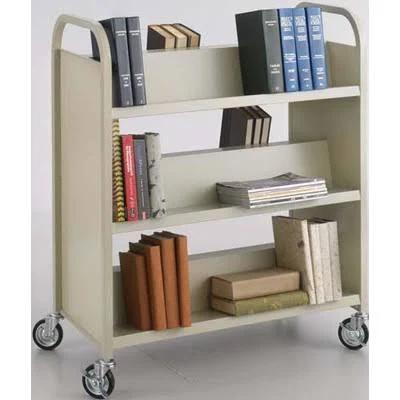 Safco Double-Sided Book Cart - Trolley - 6 shelves - powder-coated steel - sand