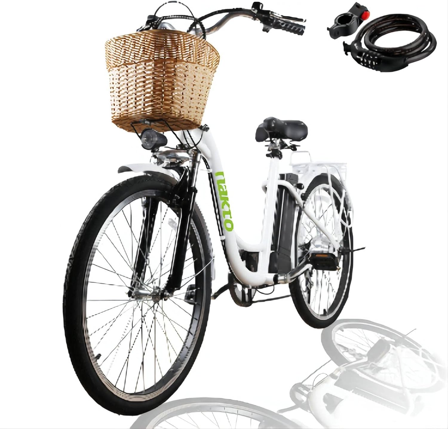 NAKTO 26'' Electric Bike for Adult, Cargo Electric Bicycle Camel Style, 250W/350W Brushless Motor and 10.5Ah Removable Lithium Battery| Commuting Essentials (Free Basket and Lock)