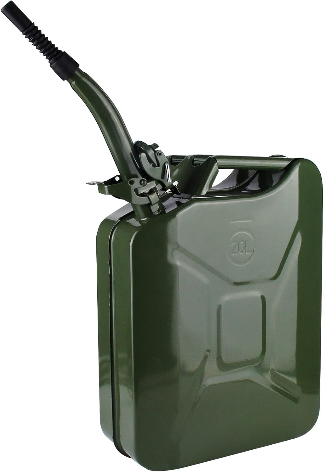EONLION 20L 5 Gallon Metal Gas Can Gasoline Bucket for Cars, Trucks, Steel Fuel Can with Fuel Can and Spout System, US Standard (Army Green) Pack of 2